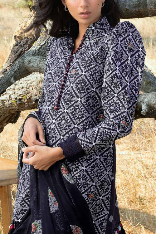 3 Piece Embroidered Swiss Voile Suit with Embroidered Chiffon Dupatta LSV-62003