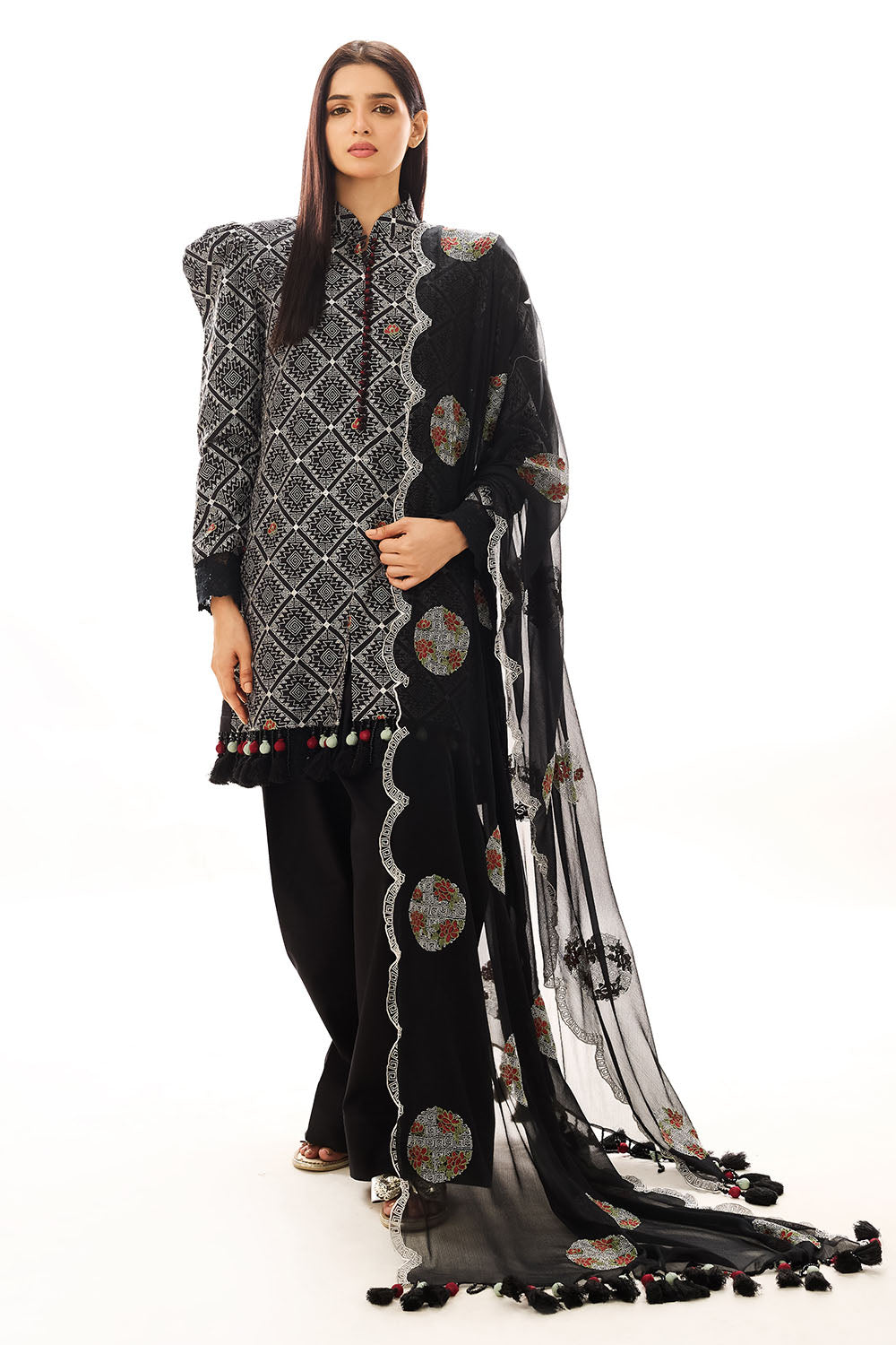 3 Piece Embroidered Swiss Voile Suit.