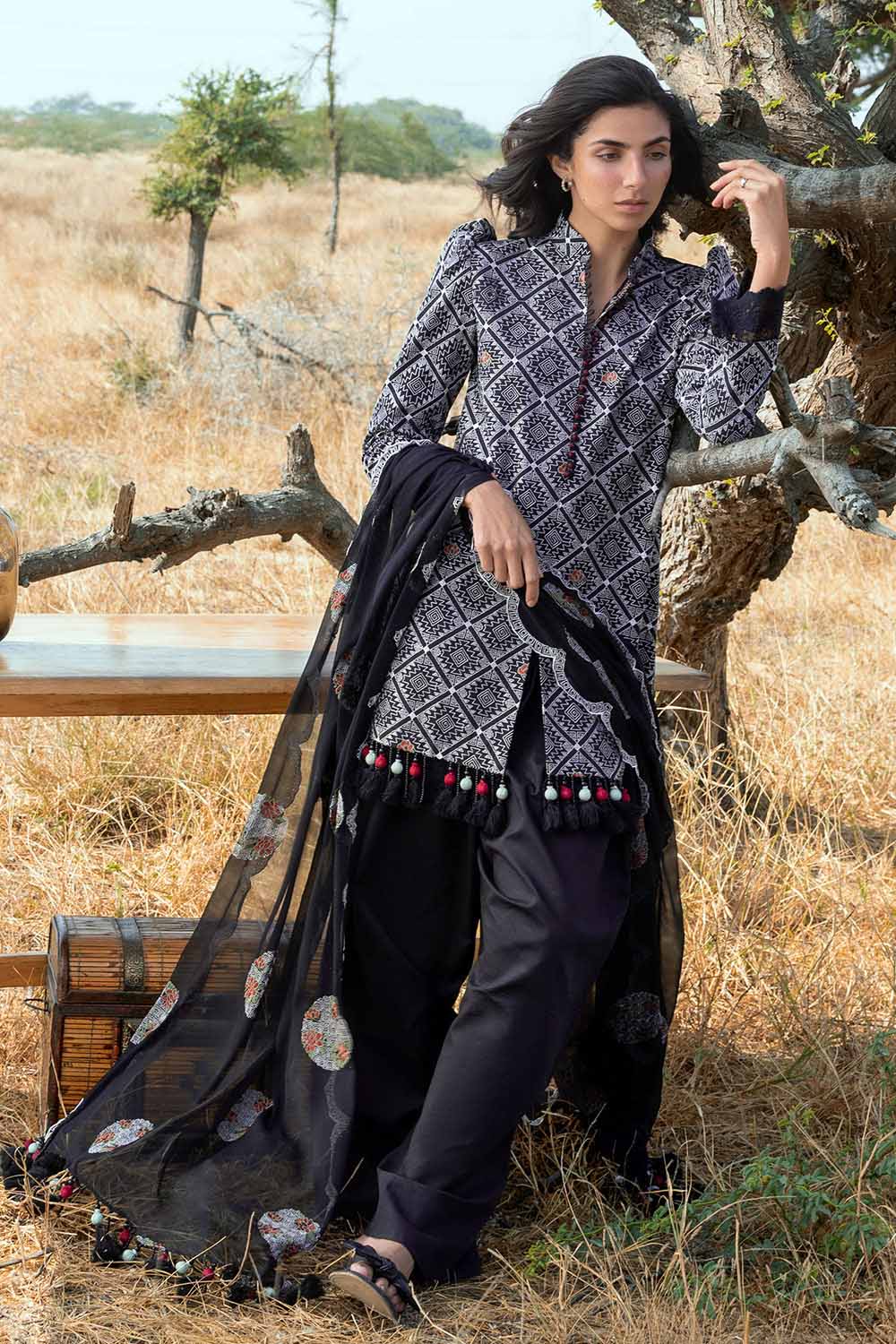 3 Piece Embroidered Swiss Voile Suit.